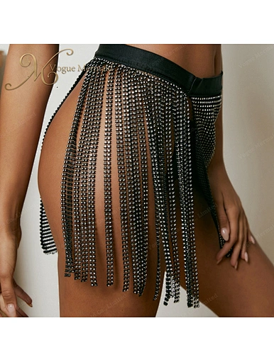 rhinestone fringe skirt